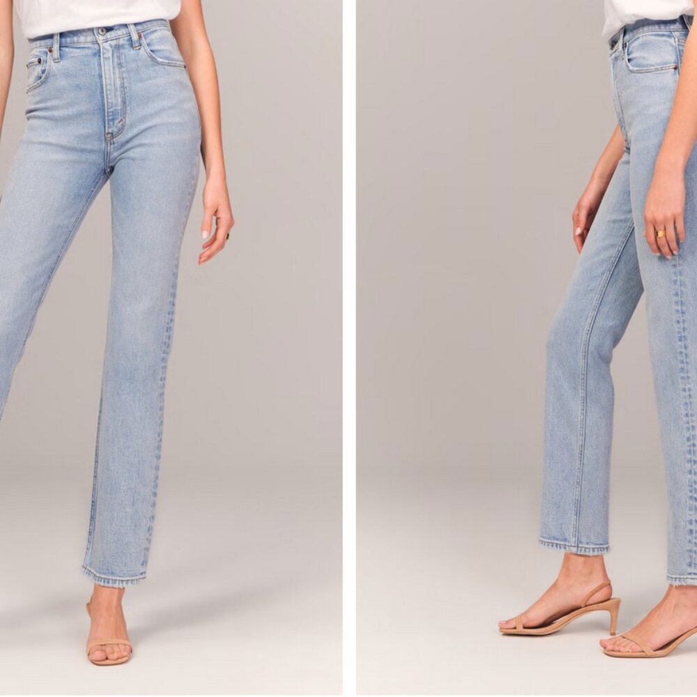 Abercrombie & Fitch Curve Love Ultra High Rise Ankle Straight Jean 36/22L